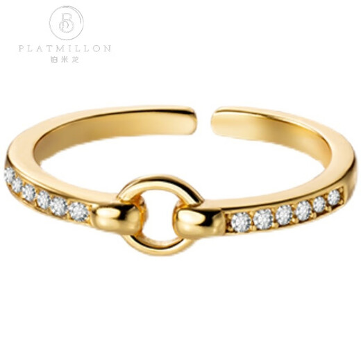 PLATMILLON 2025 new flash diamond round live ring women's light luxury niche high-end ring temperament simple ring gold