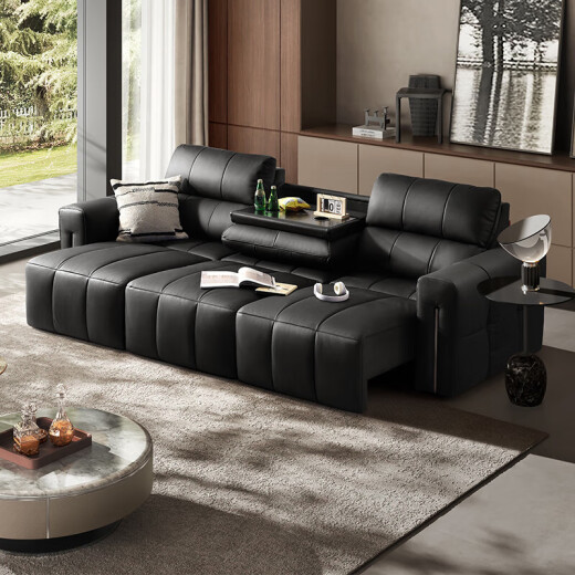 Gujia Home (Kuka) Smart Home Electric Sofá Cama Luz italiana Lugar de piano de lujo LAWRENCE CERO Capa de pared Top de vaca Sofa 6227 Piano Keys Black 3 Person Posición 3 Cama de sofá eléctrico con volcado