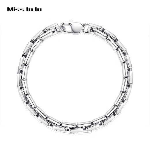 Miss JuJu Platinum Bracelet Men's PT950 Platinum Square Cross Secret Card Chain Thick Boss Bracelet Thickness 7.0mm or more Select length = hand circumference + 3cm