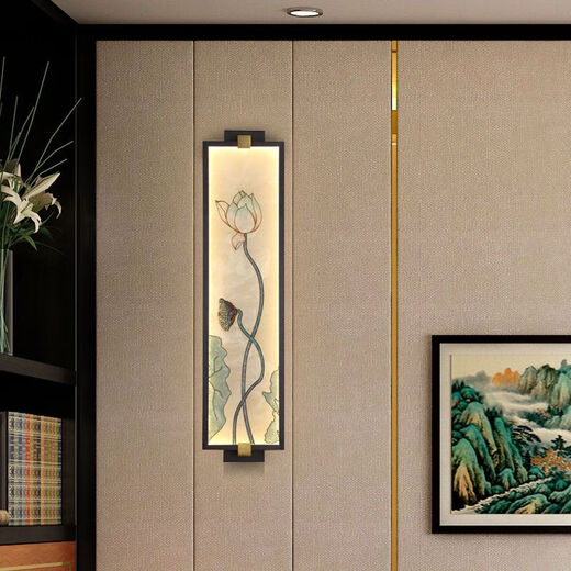 Yaotian's new enamel color new Chinese style wall lamp Chinese style bedroom living room TV background wall tea room Zen bedside wall lamp Xiangyun Feihe + three-color dimming