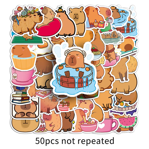 100 Capybara niedliche Tieraufkleber Cartoon DIY Handbuch Material Laptop Gepäck Guka Aufkleber wasserdichte selbstklebende DIY-Material 50 Capybara-1047 4-5cm