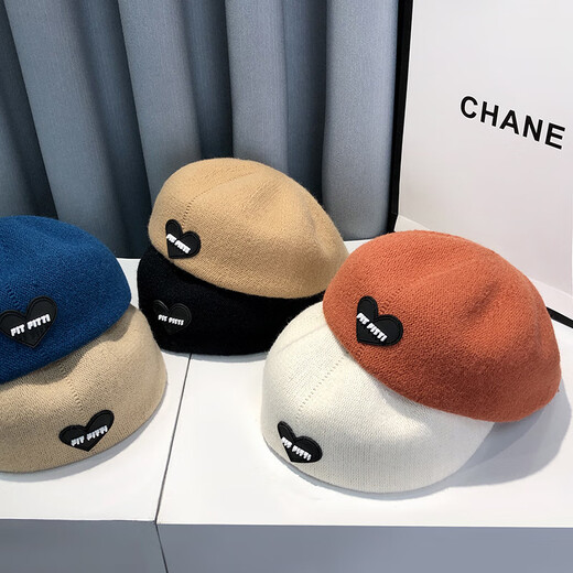 Rao Die japanische Bergen im japanischen Stil Frauen Frühlings- und Sommer-Vier-Jahreszeiten-Stil zeigt Gesicht kleine Buchstaben Liebe Label Maler Hut Internet Promi Fronthut Schwarzer Herbst- und Winterstil Durchschnittlich Größe Durchschnitts Größe 56-58