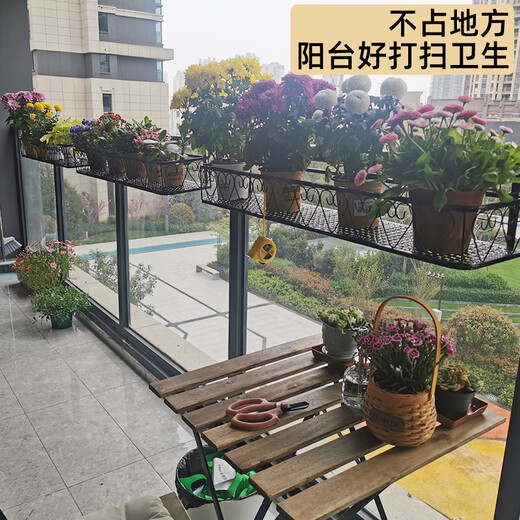 Jingwei meiju rack de fleurs balcon rangement de rangement suspendu rack de pot de fleur décoratif extérieur vert ivy moderne balustrade succulent rack de fleurs 50 largeur 20-height 12