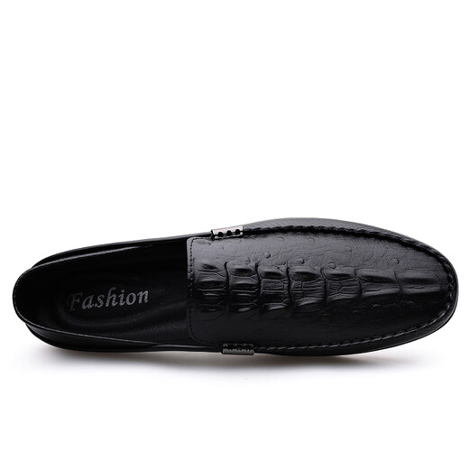 Diluochi Frühling und Sommer kleiner Größe 37 Echtes Leder lässig Lederschuhe Herren Beanie Schuhe Britisch Krokodil Muster Cowhide Mode Liebesfahrer Herrenschuhe 9898 Black 40 (250 mm) Lederschuhgröße