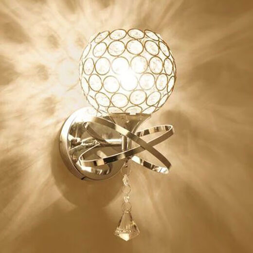 Yilin Wall Lamp Bedroom Wall Bedside Lamp Simple Modern Creative European American American LED Living Room Aisle Stair Lamp Single Head Silver + 5 Watt LED Three Colors + Pull Switch