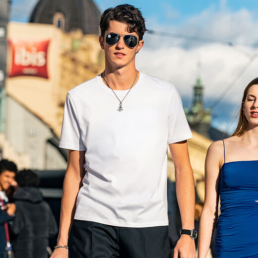 Mr. Bu Bu men's inner wear T-water soft cotton pure cotton short-sleeved spring and summer basic long-staple cotton cool small white T off size water-soft cotton T Haoyue white M (170)