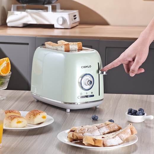 Sidile European retro toaster plus double slot double-sided baking sandwich machine breakfast machine toaster fully automatic toaster one-piece two-piece pearl green