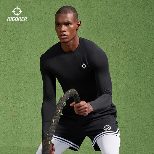 The accurate tights plus velvet, quick-drying and high-elastic fitness clothes, autumn and winter sports basketball breathable compression long-sleeved men's base suit ZZ1601134 pure black XL (180)