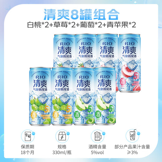 RIO pre-mixed cocktails, foreign wine, low-alcohol fruit wine, liqueur, vodka, refreshing 5 degree series, 330ml*8 cans