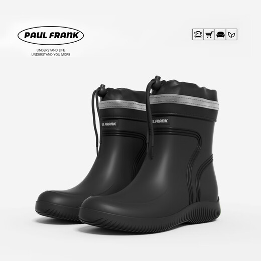 Botas de lluvia de mono de la boca grande botas de lluvia impermeables al aire libre para hombres zapatos de goma zapatos de agua resistentes al desgaste Estilo de atar 42 [Solo una talla más grande]