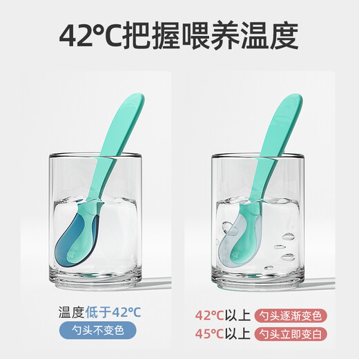 Obini baby warming spoon color change baby food supplementary food feeding waterproof spoon silicone spoon tableware yellow warming spoon