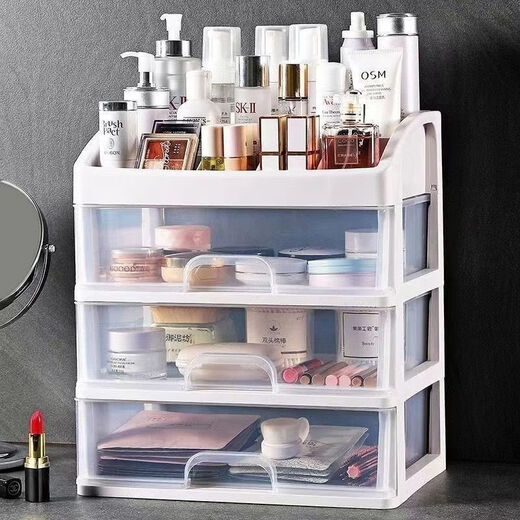 Runhuanian desktop drawer-type cosmetics storage box storage plastic storage rack transparent dressing table dormitory organization box four layers