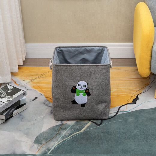 Quanyou (QUANU) Home Fabric Clothes Storage Box Drawstring Basket Organizing Box Dirty Clothes Basket Children's Toy Storage Basket KS Dark Gray