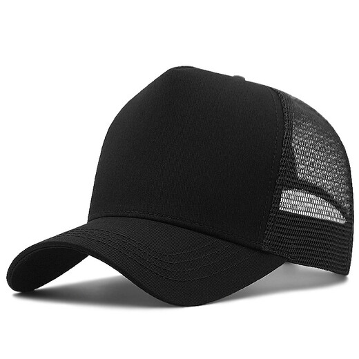 Baiyi big head high top hat men's summer breathable baseball cap big brim sunshade hard top duck tongue mesh hat YSM-96 black L (58-60cm)