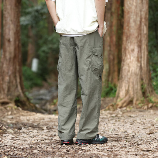 顶峰保罗（Dingfengbaoluo）户外冲锋裤子男春夏季山系休闲宽松工装直筒长裤子29018军绿XL