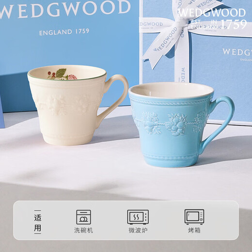 Wedgwood 11.11 Guaranteed Happy Holiday Blue + Raspberry Mug 2 Pack Ceramic Mug Matching Coffee Mug