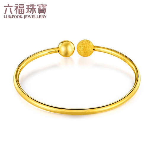 六福珠宝六福珠宝  足金简约圆珠黄金手镯开口空心镯子 计价 B01TBGB0031 54mm-11.65克(含工费687元)