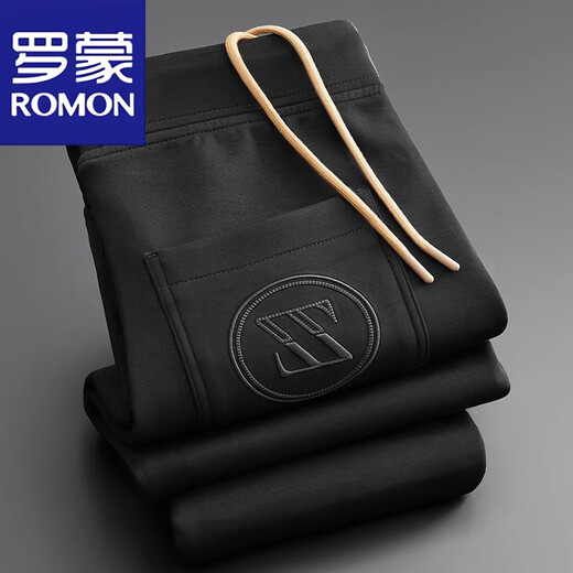罗蒙（ROMON）新款休闲男裤百搭弹力束脚修身时尚春秋夏季潮流撞色运动卫裤 蓝色 W534高品质 XL 建议120-140斤