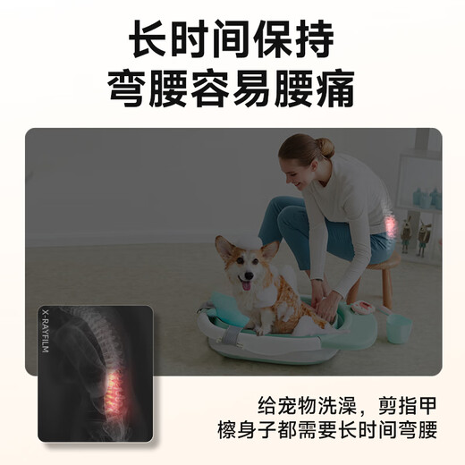 KAAIMOOL Pet Bath Basin Dog Bath Basin Cat Small Dog Bending-Free Adjustable Drainage Folding Bathtub Bathtub + Bracket + Lifting Wheel Set + Storage Layer + Table Mat