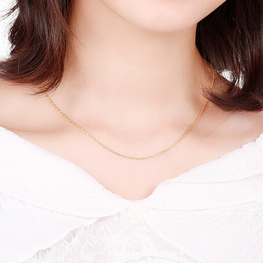 Zokai yellow 18K gold necklace twist hemp rope plain gold chain with chain versatile birthday gift X00595