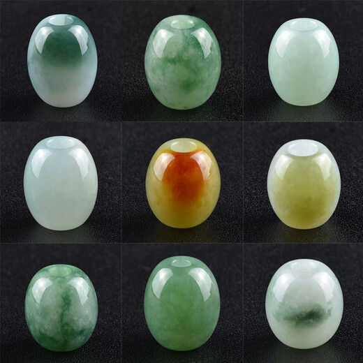 DL 1998 Pangdonglai Quality Jade Barrel Beads Single Road Road Tong Pendant Tianlan Jade Transport Beads Myanmar A-go Beads Jade Number: 9853