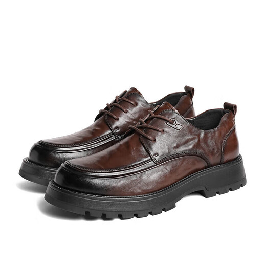 Belle pleated business leather shoes men's cowhide thick-soled formal shoes A1422AM4 black-single 39