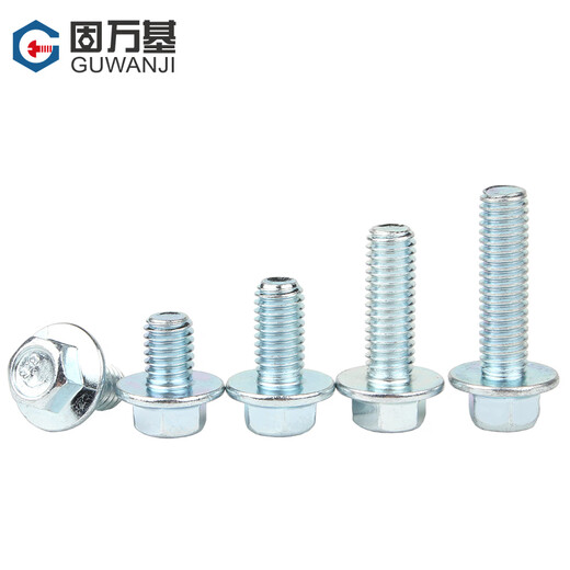 Guwanji Grade 8.8 galvanized external hexagonal flange screws hexagonal padded anti-slip screws and bolts M6*20 (10 pieces)