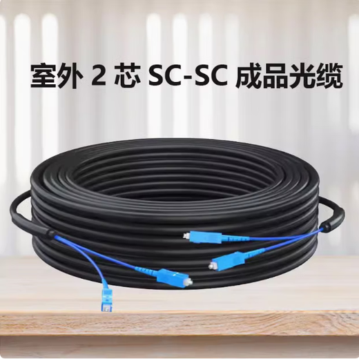 辰飞扬 室外单模铠装成品光缆2芯4芯6芯8芯12芯铠装光纤跳线免熔接光纤线 室外2芯SC-SC成品铠装光缆 50米