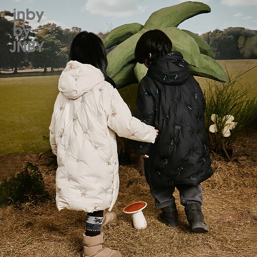 jnby by JNBY江南布衣童装冬装男女童长款羽绒服连帽刺绣图案儿童1N0C13601 001本黑 120 cm