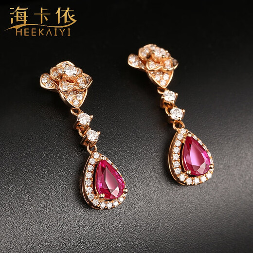 Haikayi earrings for women, ruby earrings, Burmese luxury jewelry, Valentine’s Day birthday gift for wife, 1.2 carat ruby earrings (one pair // flawless selection)
