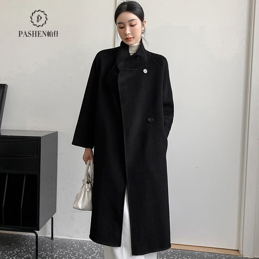 Pash Doppelseitige Mantel für Frauen 100% Woll Herbst und Winter Dicker Standkragen Einfacher lässiger Wollmantel RT-826 Off-White S (90-110jin [Jin gleich 0,5 kg])