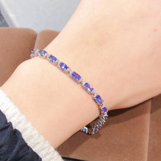 Xuanpa tanzanite bracelet 5.4 carats 18 pieces size 3*5mm high clarity cornflower color Feijingge tanzanite bracelet 5.4 grams