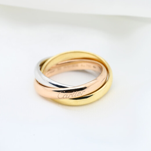 [Second-hand 99 new] Cartier Cartier TRINITY three-ring three-color gold ring small/medium classic pairing ring for men and women 99 new medium-sized model - single product - width 3.2 mm special counter price 15100 59 (National code 19)