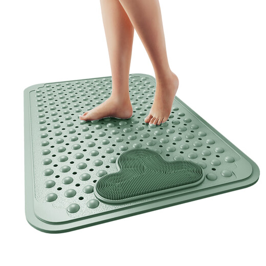 Gudie tpe bathroom non-slip mat pregnant women safety shower room bath anti-fall suction cup floor mat bathroom drain massage foot mat TPE light luxury gray 40X70