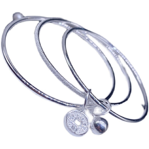 Pure silver 999 bracelet for women, three lives, three lives and two lives, silver bracelet, two light and one sand, young model, National Day Valentine's Day gift, three lives, three worlds, lotus ball beads 54#, about 30g