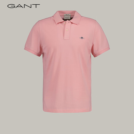 Couleur solide simple de commu au Gant Men de Gant Men Polon Polo Polo à manches courtes 671 Pink XS