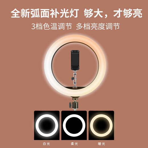 DOBOLY desktop cantilever bracket live broadcast fill light photography lighting beauty rejuvenation anchor Internet celebrity professional selfie lamp mobile phone floor-standing disc bottom 170cm+26cm three-color lamp