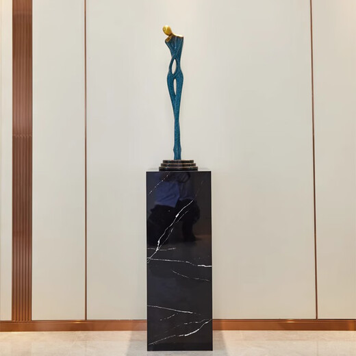 Bai Decoration Marble Ornament Base Raised Table Living Room Hotel Villa High-end Floor-standing Art Sculpture Display Table Pier Jazz White Small Size Height 50cm