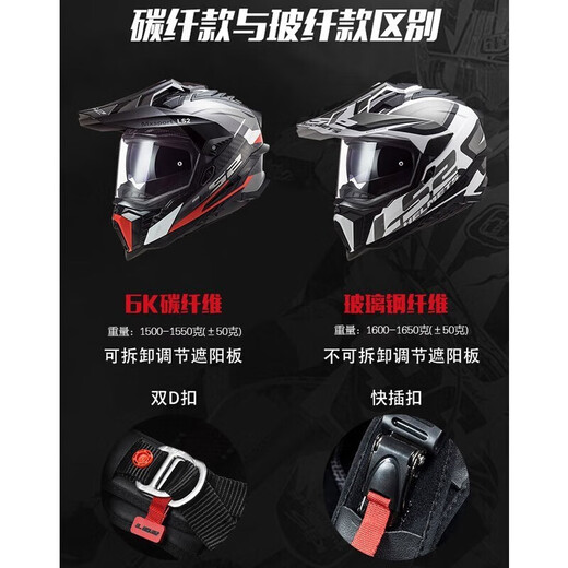LS2碳纤维越野拉力盔摩旅摩托车头盔男机车全盔四季透气双镜片MX701 碳纤6K-白桔光速-赠夏季冰丝头套 XL(建议58-59CM)