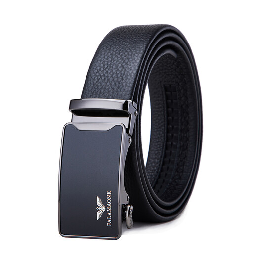 Falai Armani men's belt, men's genuine leather belt, high-end simple business belt, give husband and boyfriend Valentine's Day birthday gift, outer buckle black/counter gift box/PD829Q 120cm message, height and weight, default 120