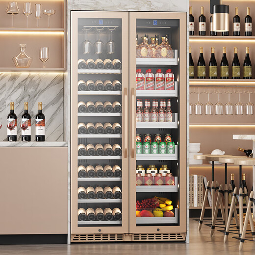 BAIKAILUN variable frequency wine cabinet dual temperature constant temperature red cabinet home living room ice bar office tea refrigerator double door office thin zero embedded bench embedded freezer embedded glass refrigerator black 400 deep ice bar + ice bar 360L thin section