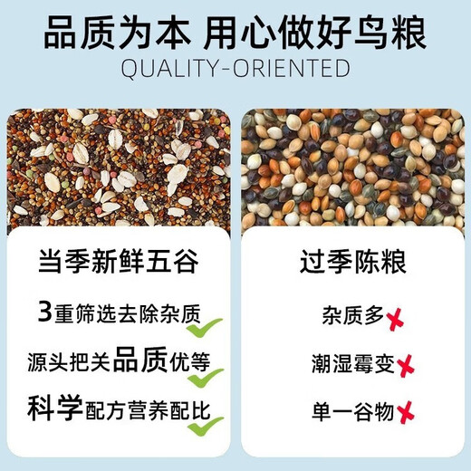 瓜洲牧鹦鹉鸟粮饲料虎皮玄凤牡丹鸟食带壳黄谷子五色黍子小米混合专用粮 1504g 1袋 混合营养粮3斤