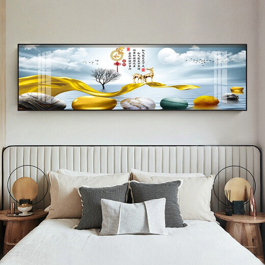 
Mo Painting Lulin Modern Simple Bedroom Decoration Painting Warm Romantic Bedside Painting Hotel Hotel B&B Room Hanging Painting Background Wall Painting 17 Home He Fugui 12147 200*60 Gold Frame (Diamond Inlay Painting) Customized Size