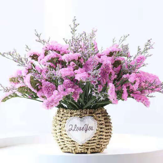AIMAN Yunnan Flowers Dried Flower Bouquet Forget-Me-Not Lover Grass Combination Starry Gypsophila Living Room Real Flower Arrangement Home Furnishings Purple + Grass About 30 Pieces Not Excluding Flower Basket
