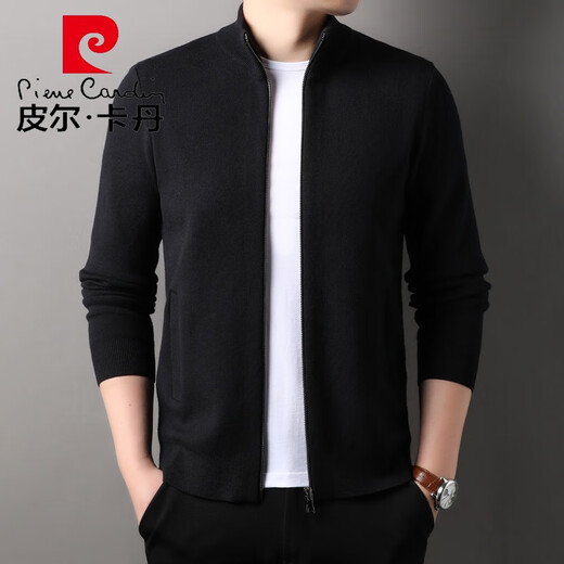 皮尔卡丹（pierre cardin）立领针织开衫男士春秋季新款男士休闲商务含羊毛外套男款毛衣针织 古月绿色 L 175 【适合135-150斤】
