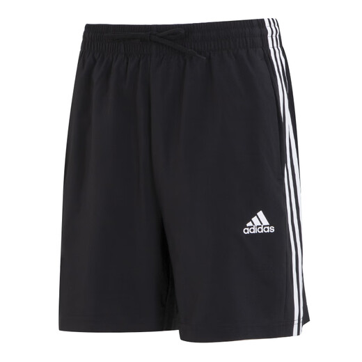 阿迪达斯 （adidas）男裤 2025夏季新款梭织快干运动裤训练健身休闲舒适透气短裤 IC1484/黑色/三条纹 2XL