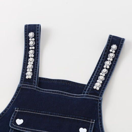 Anaire Girls 'Denim Overalls 2024 Sommer Neues lässige Trend -Hosenträger -Shorts Denim Blue 160 cm
