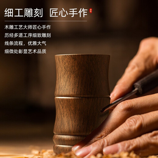 KAMJOVE Black Sandalwood Tea Ceremony Six Gentlemen Tea Clamp Cup Clamp Tea Drain Kung Fu Tea Accessories Set Bamboo Tube Shape KP-8