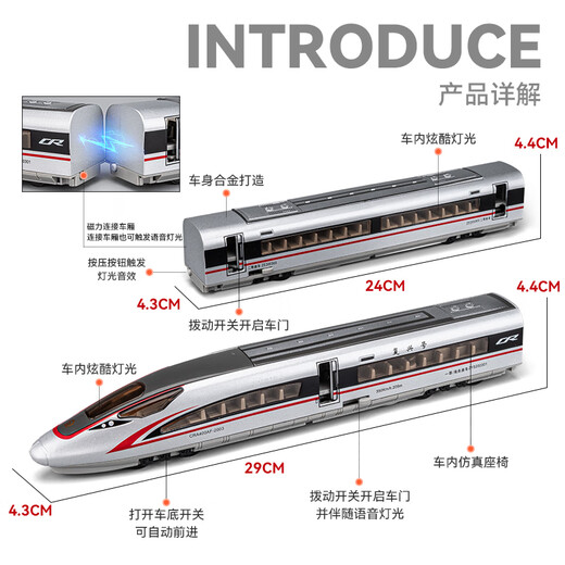 Chezhi Fernbedienungskontrolle Hochgeschwindigkeits-Zugspielzeug Fuxing Emu Alloy Model Children für Hochgeschwindigkeits-Trainer Toy Truck Boy [Fernbedienungsversion] Fuxing High-Speed-Zug-Single-Abschnitts-Silver