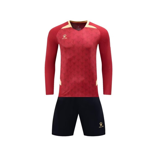 Karmakekarme -Fußballuniform Langhülle Erwachsener Kindertrikot Sport Männer und Frauenwettbewerbstraining Team Uniform Schnell trockener Druck Red XL